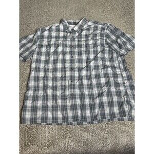 Eddie Bauer AV Button Down Shirt Men’s XL Grey Plaid Outdoor Short Sleeve